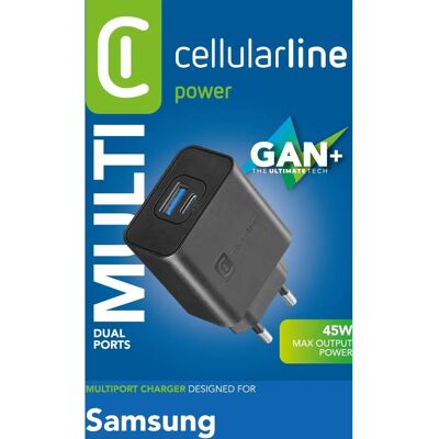 Cellularline ACHSMUSB2PD45WK Svart 45W Snabbladdare - Mobil Enhet Cellularline ACHSMUSB2PD45WK Svart 45W Snabbladdare - Mobil Enhet