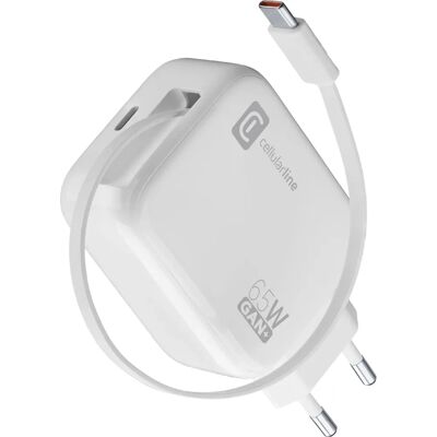 Cellularline ACHROLLUSBCGAN65WW Uitrekbaar 65W Oplader - Oplader Cellularline ACHROLLUSBCGAN65WW Uitrekbaar 65W Oplader - Oplader