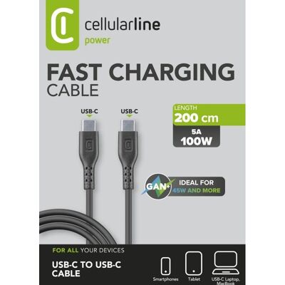Cellularline Cavo 5a Da USB-C A USB-C 200 cm - Bianco Cellularline Cavo 5a Da USB-C A USB-C 200 cm - Bianco