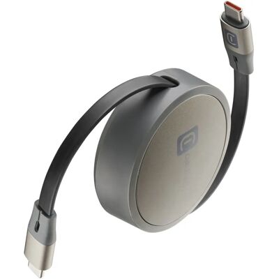 Cellularline USBDATAROLLER5A1MK - 1m Grey USB C Kabel Cellularline USBDATAROLLER5A1MK - 1m Grey USB C Kabel