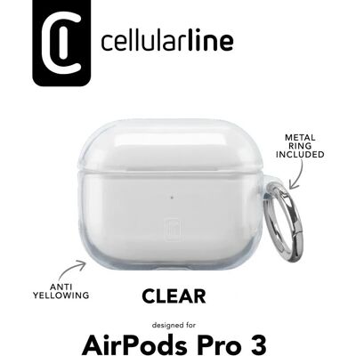 Cellularline Estojo de Silicone Transparente para AirPods Pro 3 - Acessórios inteligentes Cellularline Estojo de Silicone Transparente para AirPods Pro 3 - Acessórios inteligentes