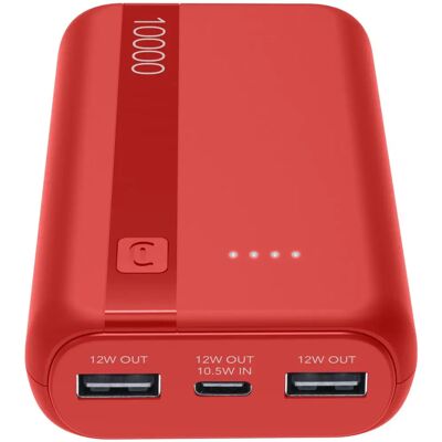 Cellularline PBENTRYCOL10000R Power Bank - 10000mAh - Rouge - Power Bank Cellularline PBENTRYCOL10000R Power Bank - 10000mAh - Rouge - Power Bank