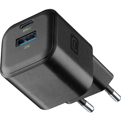 Cellularline Achganentry2PD30WK 30W USB-C Snabbladdare - Svart Cellularline Achganentry2PD30WK 30W USB-C Snabbladdare - Svart