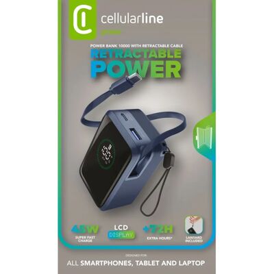 Power Bank Cellularline 10 000mAh - Batterie externe - Publicité Power Bank Cellularline 10 000mAh - Batterie externe - Publicité