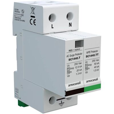 ARNOCANALI SC1440.2TTF Overspanningsbeveiliger - T1+T2, 2 modules, afstandsbediening ARNOCANALI SC1440.2TTF Overspanningsbeveiliger - T1+T2, 2 modules, afstandsbediening