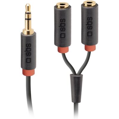 SBS Câble audio stéréo 3,5 mm avec répartiteur 0,2 m Noir - Publicité SBS Câble audio stéréo 3,5 mm avec répartiteur 0,2 m Noir - Publicité