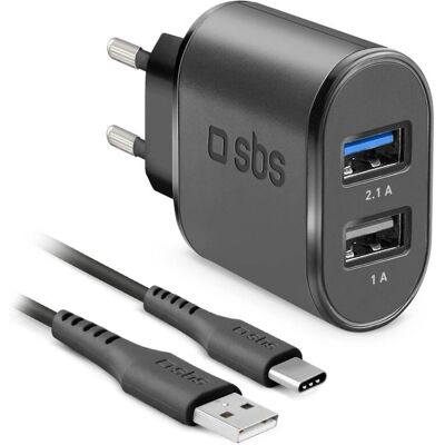 Kit chargeur voyage SBS noir avec câble USB-C - Publicité Kit chargeur voyage SBS noir avec câble USB-C - Publicité