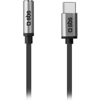 SBS USB-C:stä 3,5 mm kuulokkeiden sovitin - 15cm Musta SBS USB-C:stä 3,5 mm kuulokkeiden sovitin - 15cm Musta