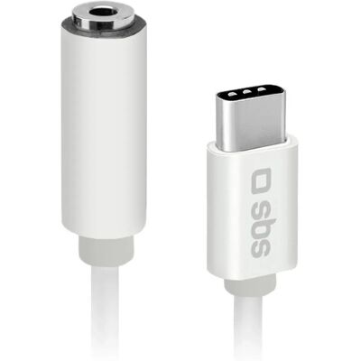 SBS Hvid USB C til 3,5mm Adapter - Mobiltelefon Kabel 0,09m SBS Hvid USB C til 3,5mm Adapter - Mobiltelefon Kabel 0,09m