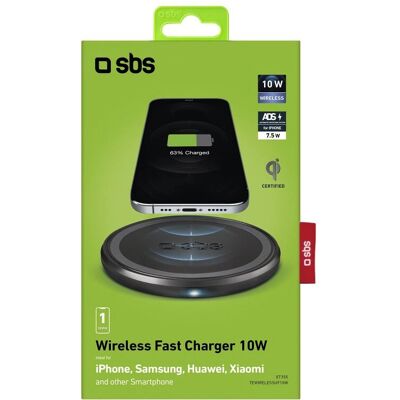 SBS Kabelloses Ladegerät 10W Schwarz Qi Schnellladung SBS Kabelloses Ladegerät 10W Schwarz Qi Schnellladung
