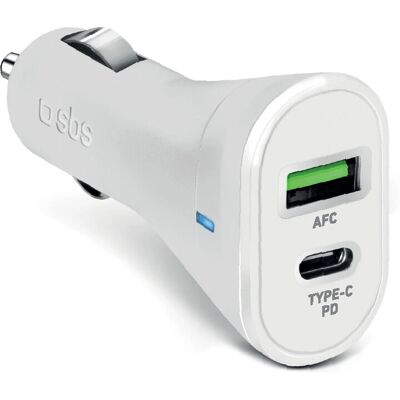 SBS 20W Bil-laddare - USB-C & USB-A, Snabbladdning SBS 20W Bil-laddare - USB-C & USB-A, Snabbladdning