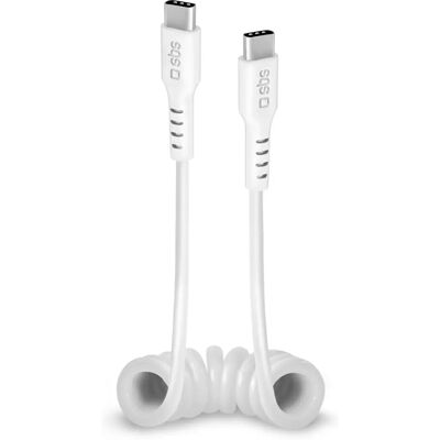 Sbs USB-C na USB-C Kabel spiralny - 1m - Biały Sbs USB-C na USB-C Kabel spiralny - 1m - Biały