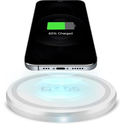 Chargeur sans fil SBS 10W Blanc - Charge rapide - Publicité Chargeur sans fil SBS 10W Blanc - Charge rapide - Publicité