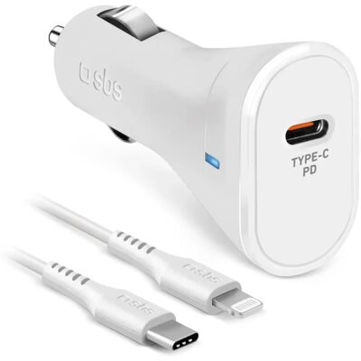 Caricatore Auto Bianco SBS iPhone iPad 20W Power Delivery USB-C Lightning Caricatore Auto Bianco SBS iPhone iPad 20W Power Delivery USB-C Lightning