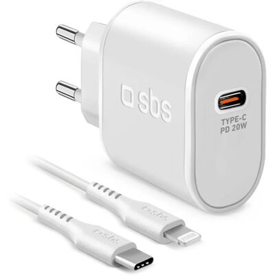 Chargeur USB-C SBS Blanc 20W pour iPhone iPad - Charge rapide - Publicité Chargeur USB-C SBS Blanc 20W pour iPhone iPad - Charge rapide - Publicité