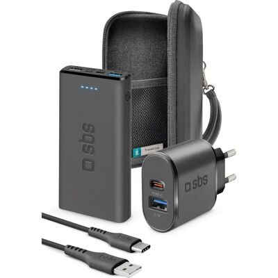 Kit Powerbank SBS - 10000mAh, Nero - Accessori da viaggio - Powerbank, Caricatore, Cavo USB-C Kit Powerbank SBS - 10000mAh, Nero - Accessori da viaggio - Powerbank, Caricatore, Cavo USB-C