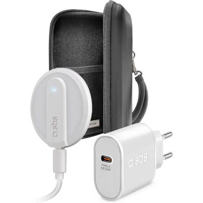 Kit de charge sans fil SBS blanc - Intérieur, 20W rapide - Publicité Kit de charge sans fil SBS blanc - Intérieur, 20W rapide - Publicité