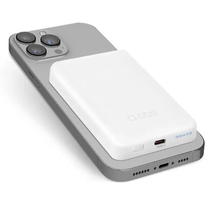 Power Bank SBS 5000mAh Laddning Trådlöst Vit Power Bank SBS 5000mAh Laddning Trådlöst Vit