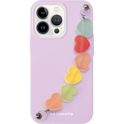 Capa Roxa com Corrente de Coração para iPhone 13 - Capa de Telefone Capa Roxa com Corrente de Coração para iPhone 13 - Capa de Telefone