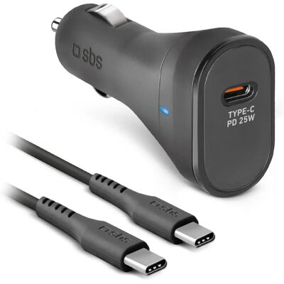 SBS Musta 25W Autolaturi USB-C Power Delivery - Mobiililaite SBS Musta 25W Autolaturi USB-C Power Delivery - Mobiililaite