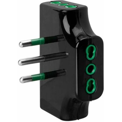Ekon Adaptateur de Prise - Italien 16A - Compact, Noir & Vert Ekon Adaptateur de Prise - Italien 16A - Compact, Noir & Vert