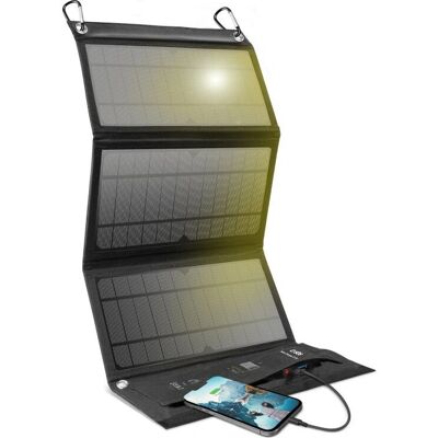 Bärbar solcellsladdare SBS - 21W, Fällbar, Dubbla USB, Svart Bärbar solcellsladdare SBS - 21W, Fällbar, Dubbla USB, Svart