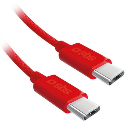 Câble SBS USB Type-C à Type-C - 1,5m - Rouge - Publicité Câble SBS USB Type-C à Type-C - 1,5m - Rouge - Publicité