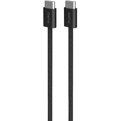 Puro Strikket USB-C Kabel - 1,5m, 60W, 480Mbps - Svart Puro Strikket USB-C Kabel - 1,5m, 60W, 480Mbps - Svart