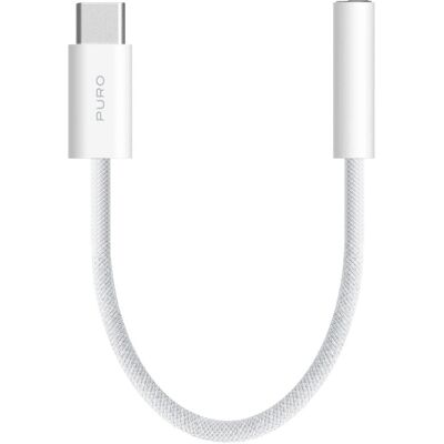 Puro Hvid Flettet USB-C til 3,5mm Adapter - 15cm Puro Hvid Flettet USB-C til 3,5mm Adapter - 15cm
