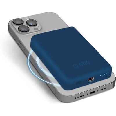 SBS Power Bank 5000mAh Sans Fil MagSafe Bleu - Publicité SBS Power Bank 5000mAh Sans Fil MagSafe Bleu - Publicité