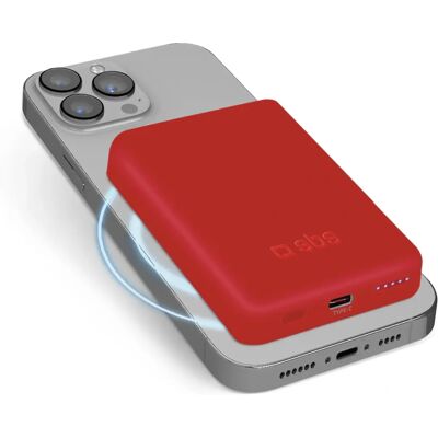 Power Bank SBS 5000mAh Sans Fil Rouge - Publicité Power Bank SBS 5000mAh Sans Fil Rouge - Publicité