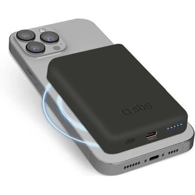 Power Bank SBS 5000mAh sans fil MagSafe USB-C Noir - Publicité Power Bank SBS 5000mAh sans fil MagSafe USB-C Noir - Publicité