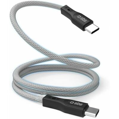 SBS USB-C Kabel - 1m Magnetisch Gevlochten USB 3.2 Gen 1 - Zwart, Zilver, Grijs SBS USB-C Kabel - 1m Magnetisch Gevlochten USB 3.2 Gen 1 - Zwart, Zilver, Grijs