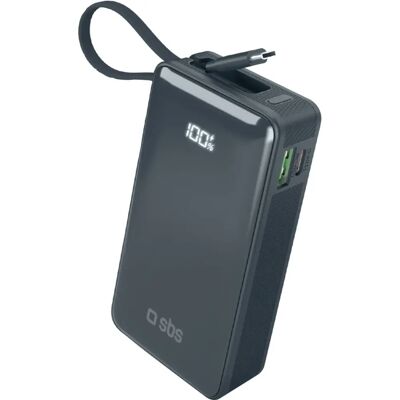 Powerbank SBS LCD 10000 mAh avec câble USB-C intégré Bleu Powerbank SBS LCD 10000 mAh avec câble USB-C intégré Bleu