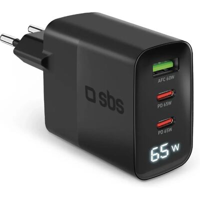 SBS 65W Snabbladdare med LCD, 2 USB-C, 1 USB-A SBS 65W Snabbladdare med LCD, 2 USB-C, 1 USB-A