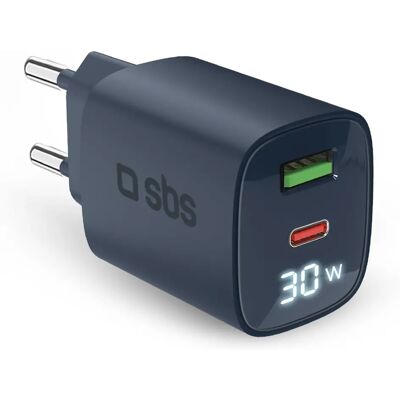 SBS SBS TETRGANLCD1USB1C30B - Indendørs hurtigoplader SBS SBS TETRGANLCD1USB1C30B - Indendørs hurtigoplader