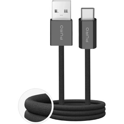 Cable USB PURO PUCAC10WFABK415MTBLK - 1,5m USB-A a USB-C - Negro Cable USB PURO PUCAC10WFABK415MTBLK - 1,5m USB-A a USB-C - Negro