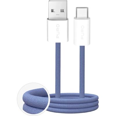 Cable USB PURO PUCAC10WFABK415MTBL - USB 2.0 - 1,5 m - Azul - USB-C Cable USB PURO PUCAC10WFABK415MTBL - USB 2.0 - 1,5 m - Azul - USB-C