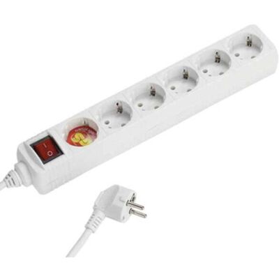 Extensão Vivanco VVELSTR6SCHSWWP - 6 Tomadas - 1,4m - Branco Extensão Vivanco VVELSTR6SCHSWWP - 6 Tomadas - 1,4m - Branco