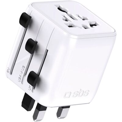 Adaptador de energia SBS Branco - Universal, 2500W, USB-C & USB-A Adaptador de energia SBS Branco - Universal, 2500W, USB-C & USB-A