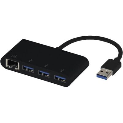 Vivanco VVITHUBTY3PO1LAN bärbar docka - USB 3.2 Gen 1, Type-A - Svart Vivanco VVITHUBTY3PO1LAN bärbar docka - USB 3.2 Gen 1, Type-A - Svart
