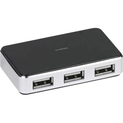 Hub USB Vivanco - 4 Porte - Nero, Argento Hub USB Vivanco - 4 Porte - Nero, Argento