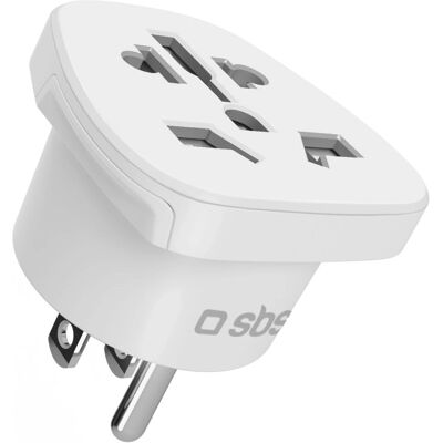 Adattatore da Viaggio SBS Universale Tipo B - Spina Americana - Bianco Adattatore da Viaggio SBS Universale Tipo B - Spina Americana - Bianco