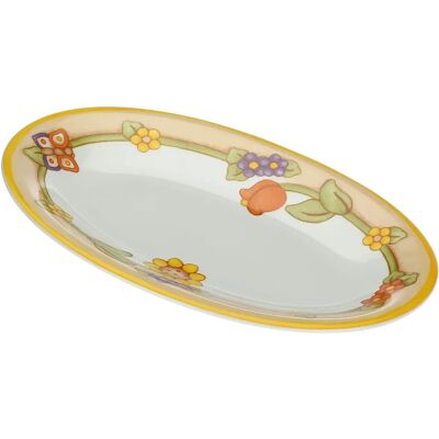 THUN - Piatto Ovale Multiuso con Fiori e Farfalla THUN - Piatto Ovale Multiuso con Fiori e Farfalla