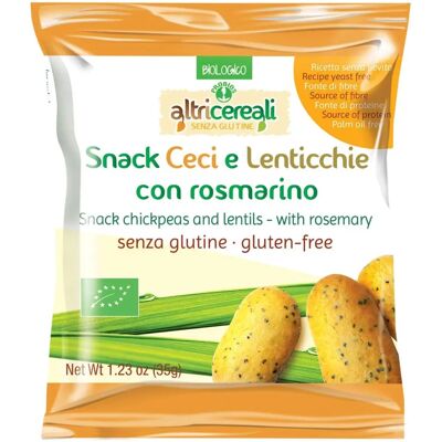 Snack biologico di ceci e lenticchie con rosmarino - 35g Snack biologico di ceci e lenticchie con rosmarino - 35g