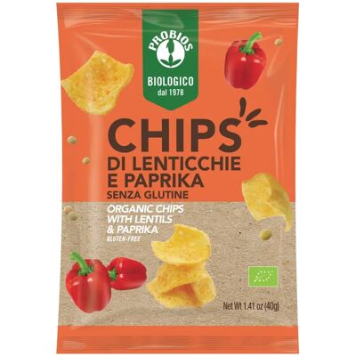 Probios Chips de Lentejas y Pimentón - Sin Gluten, Vegano, 40g Probios Chips de Lentejas y Pimentón - Sin Gluten, Vegano, 40g