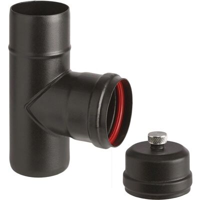 FRASCHETTI Conector en T con tapón - Conector de tubo - 80mm - Negro FRASCHETTI Conector en T con tapón - Conector de tubo - 80mm - Negro