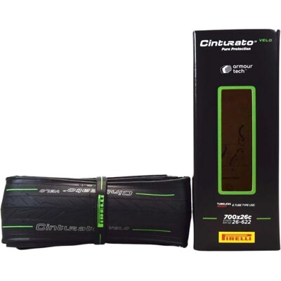 Pneu de route Pirelli Cinturato Velo TLR 26 - Noir - Tubeless - Publicité Pneu de route Pirelli Cinturato Velo TLR 26 - Noir - Tubeless - Publicité