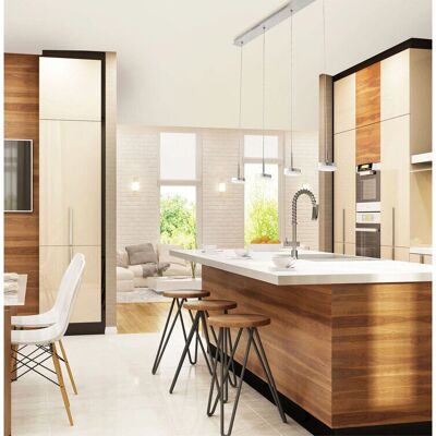 Fabas Luce Dunk LED Straight Bar Pendant Ceiling Light - Brushed Aluminum Fabas Luce Dunk LED Straight Bar Pendant Ceiling Light - Brushed Aluminum