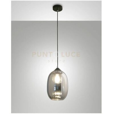 Lampada a sospensione Infinity di Fabas Luce - Vetro, Grigio, E27, 20cm Lampada a sospensione Infinity di Fabas Luce - Vetro, Grigio, E27, 20cm